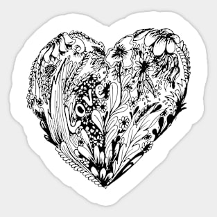 Floral Heart Doodle Sticker